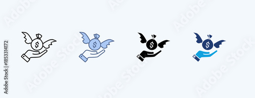 Capital Flight Multiple Icon Illustration Vector