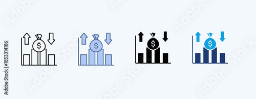 Market Volatility Multiple Icon Illustration Vector