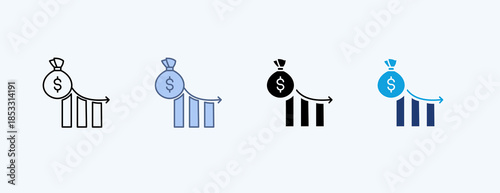 Budget Deficit Multiple Icon Illustration Vector