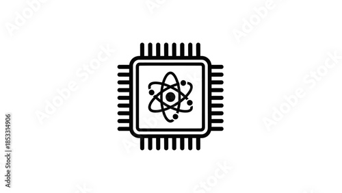Quantum processor chip icon for advanced computing technology