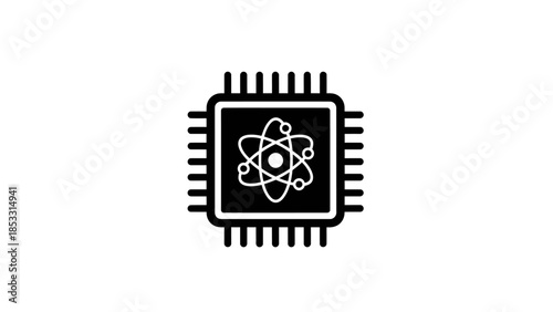 Atomic structure within a central processing unit chip icon