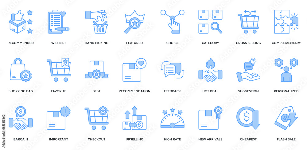 Photography Product Recommendation icon set