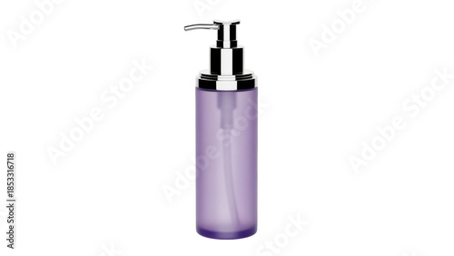 Elegant purple soap dispenser isolated PNG on transparent background, modern bathroom accessory for hygiene and personal care products