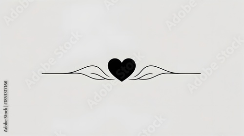 a small solid heart in the center and gentle wave lines extending horizontally from both sides,