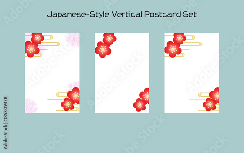 梅の花のポストカードセット（縦型）