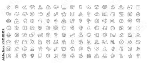 Business and finance editable line icons set: linear style, economy and banking tools