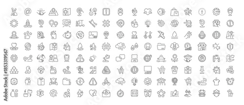 Business and finance editable line icons set: linear, outline symbols for strategy
