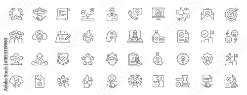 Customer experience editable line icons set. feedback and service quality symbols