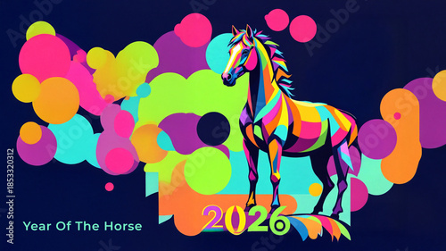Year of the Horse 2026 Modern Template for Social Media Design