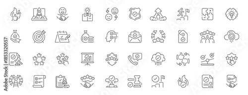 Business and marketing editable line icons set. strategy and growth symbols