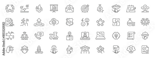 Business success editable line icons set. achievement and growth symbols