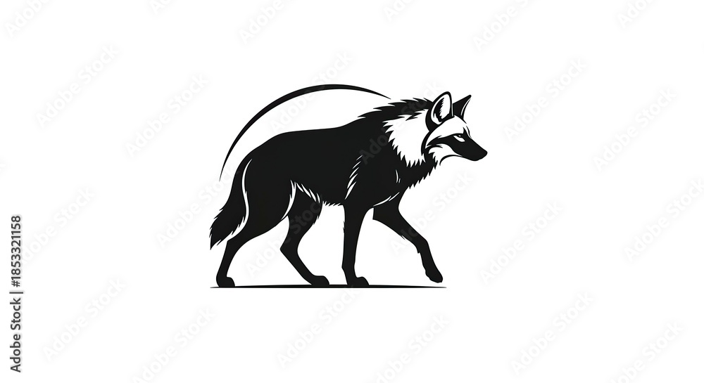 Fototapeta premium Maned Wolf Silhouette - A Striking Vector Illustration of Wildlife.