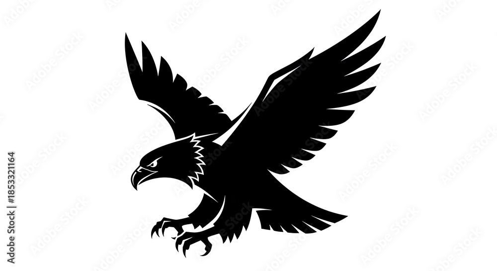 Fototapeta premium Majestic Eagle Silhouette in Flight with Spread Wings.