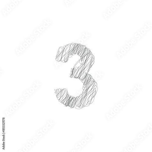Doodle outline number typography illustration