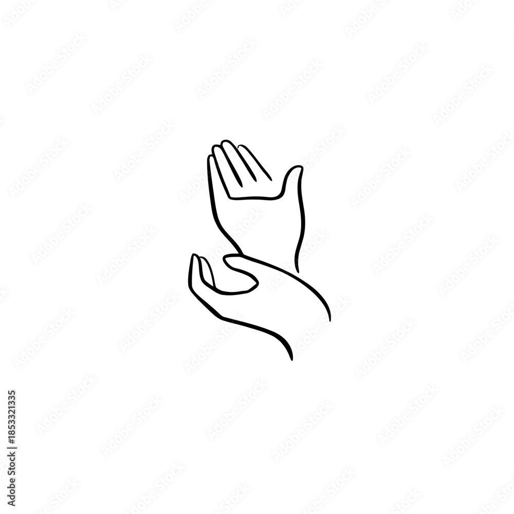 Obraz premium Minimalist hand washing gesture icon in sketch style