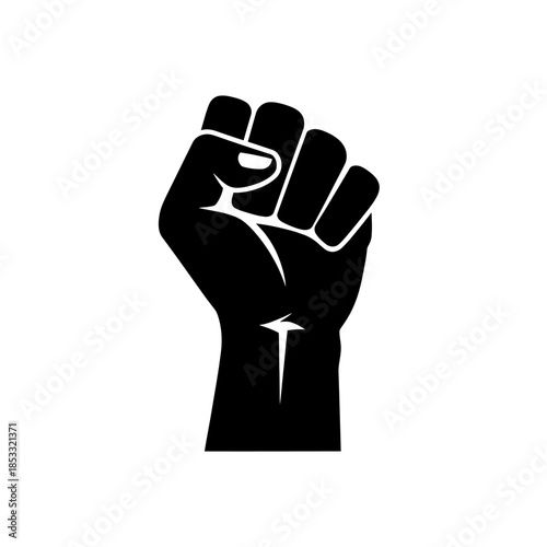 Strong black raised fist symbolizing power and protest