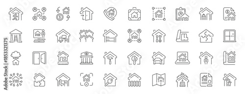 Real estate editable line icons set. housing and property outline symbols