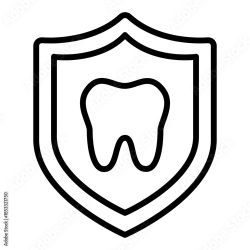 dental protection outline icon. tooth safety. supports oral care. used in dentistry