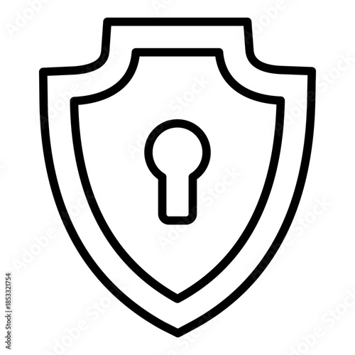 shield security outline icon. key access guard. prevents unauthorized entry. used in cybersecurity
