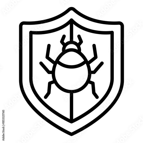 malware defense outline icon. bug threat block. enhances system safety. used in cybersecurity