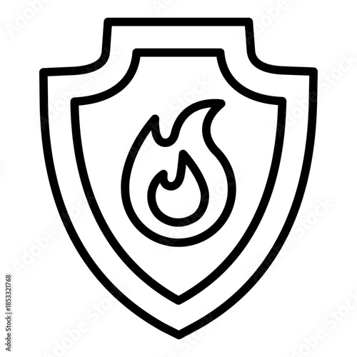 firewall outline icon. flame security. blocks harmful traffic. used in network safety