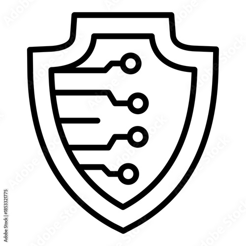 cybersecurity outline icon. circuit protection. prevents digital threat. used in system safety