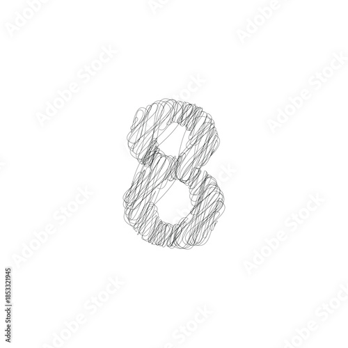 Doodle outline number typography illustration