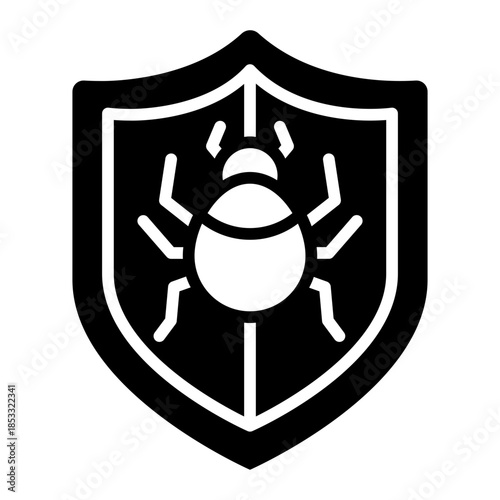 malware defense glyph icon. bug threat block. enhances system safety. used in cybersecurity