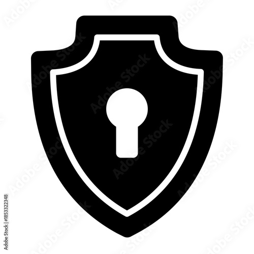 shield security glyph icon. key access guard. prevents unauthorized entry. used in cybersecurity