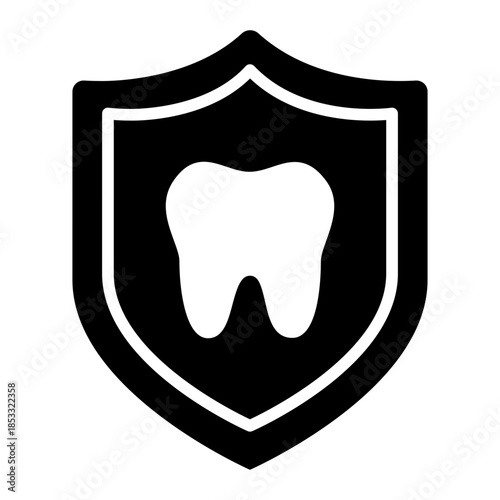 dental protection glyph icon. tooth safety. supports oral care. used in dentistry
