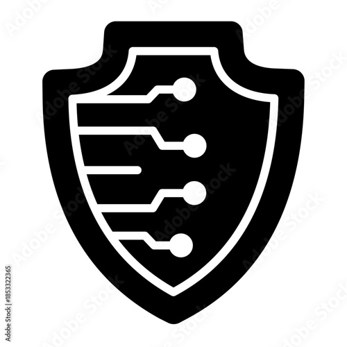 cybersecurity glyph icon. circuit protection. prevents digital threat. used in system safety