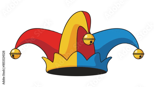 Jester hat in red, yellow, and blue colors for Mardi Gras celebration  