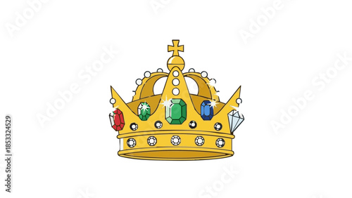 Golden crown adorned with jewels representing Mardi Gras celebration  