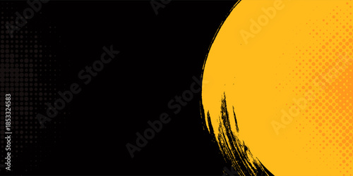 Black and yellow abstract background with halftone style.