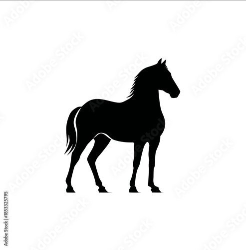 Horse a simple silhouette in black against a white background with clean lines in an icon design style The minimalist and elegant design clearly depicts the d