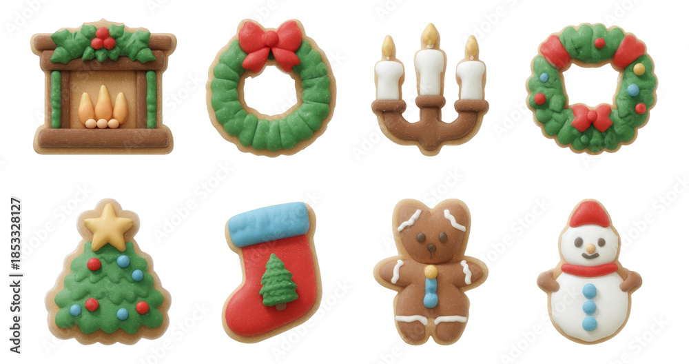 Obraz premium Cute Holiday Home Decor Items Featuring Clay Gingerbread Cookies on Transparent Background