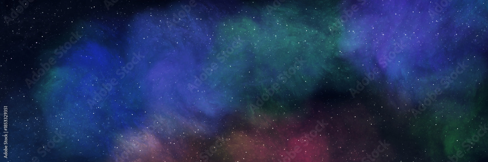 Fototapeta premium Colorful Starry Nebula with Swirling Cosmic Clouds