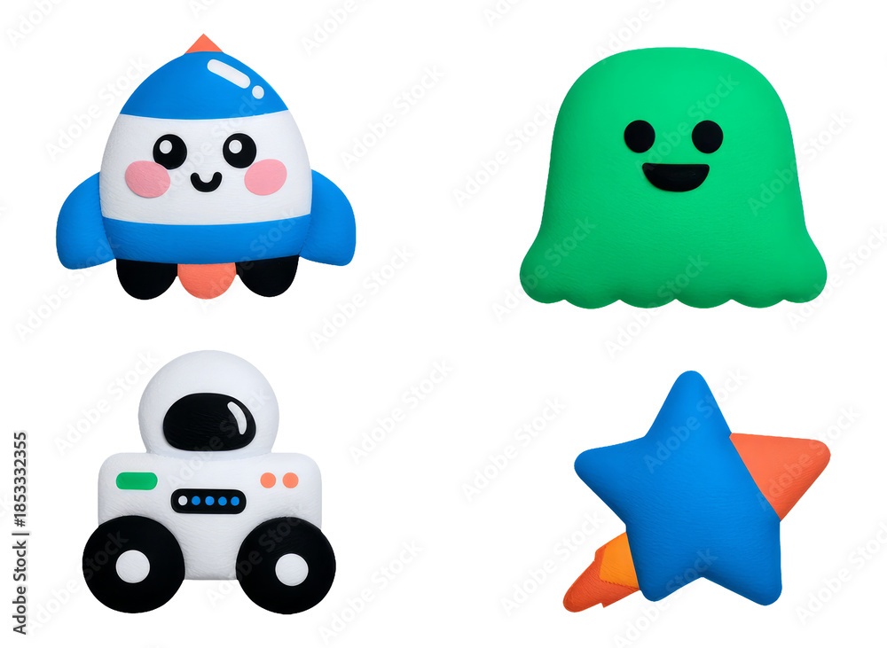 Fototapeta premium Adorable Space-Themed Objects for Children on Transparent Background