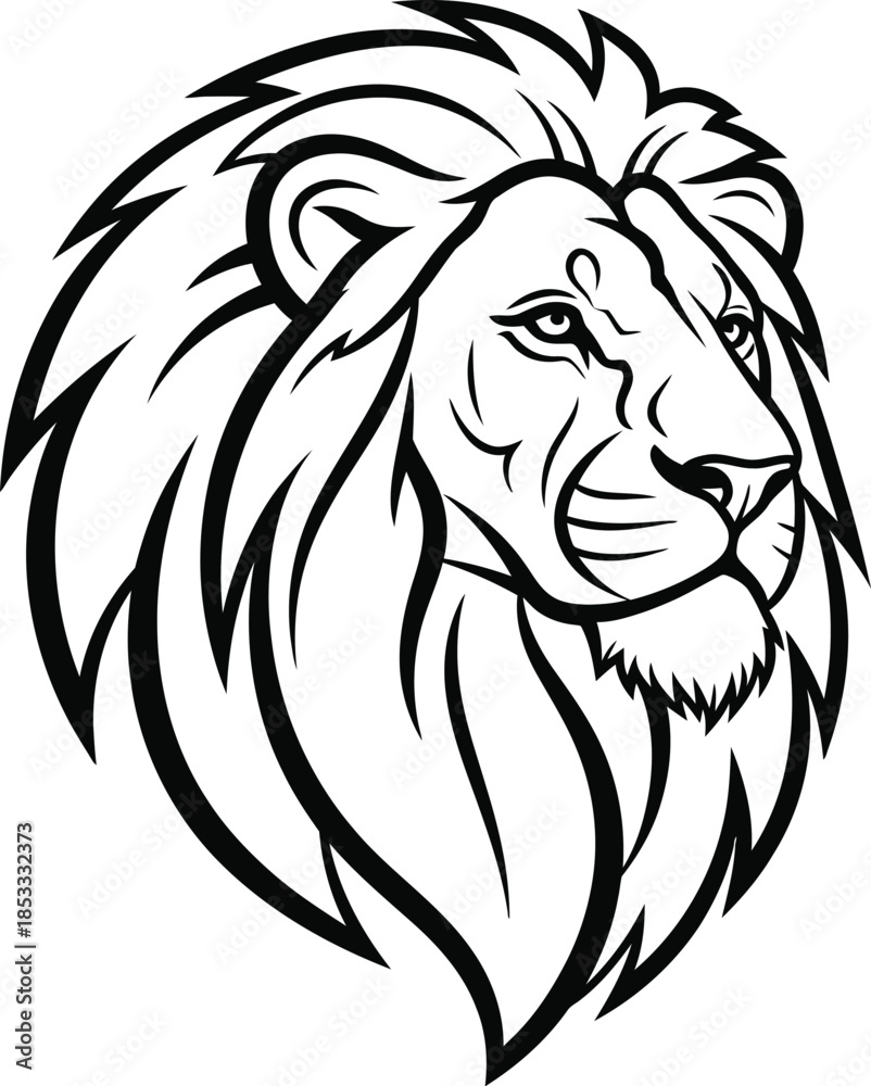 Fototapeta premium A majestic lion s head with a flowing mane and regal expression