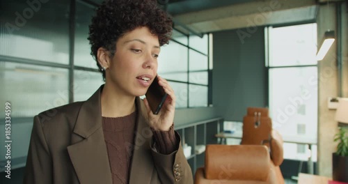 black entrepreneur urgent phone negotiation closeup in office