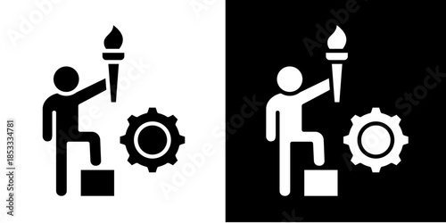 Leadership Torch  Icon Set White Style Collection