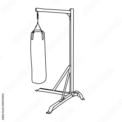 Punching Bag and Stand Outline for Boxing Training.