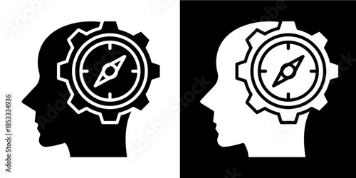 Moral Compass  Icon Set White Style Collection