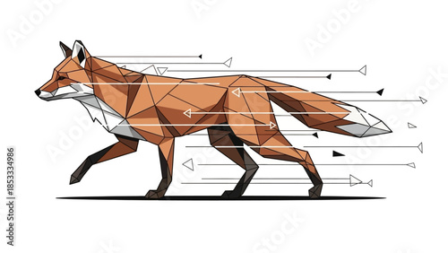 Geometric Fox Illustration Running Low Poly Style