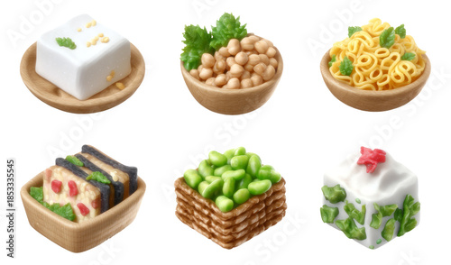 Assorted Vegan Protein Sources for Plant-Based Diet on Transparent Background