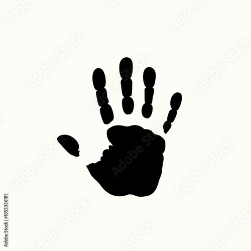 Black handprint isolated on a clean white background
