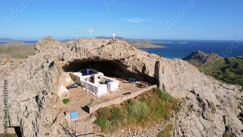 Quadro su tela Panagia kakaviotissa chapel built into cave on lemnos island