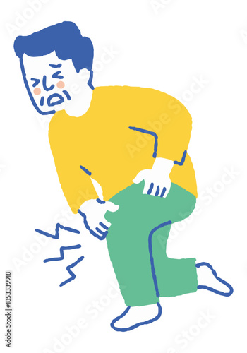 Elderly people immobilized by joint pain_color