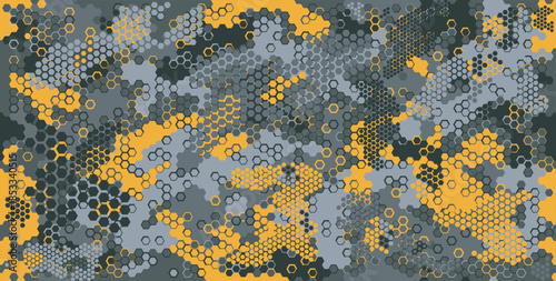 seamless camouflage pattern with orange grey black colors