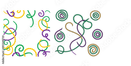 Mardi Gras Beads Swirls and Spirals Vector Art Background